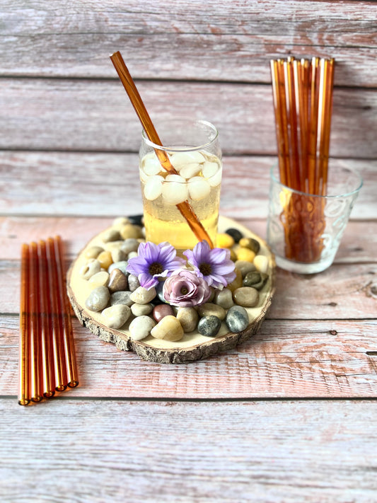 Wholesale Amber GLASS STRAWS - Wholesale Straws | Reusable Straws | Party Favors | Amber Straws | Wholesale Glass Straws | Wedding Favors