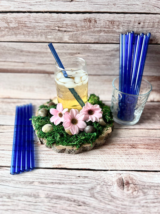 Wholesale Light Blue GLASS STRAW - Wholesale Straws | Reusable Straws | Party Favors | Blue Straws | Glass Straws | Wedding Favors